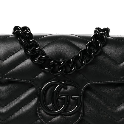Gucci Calfskin Matelasse Monochrome GG Marmont Chain Belt Bag Black 8 of 10