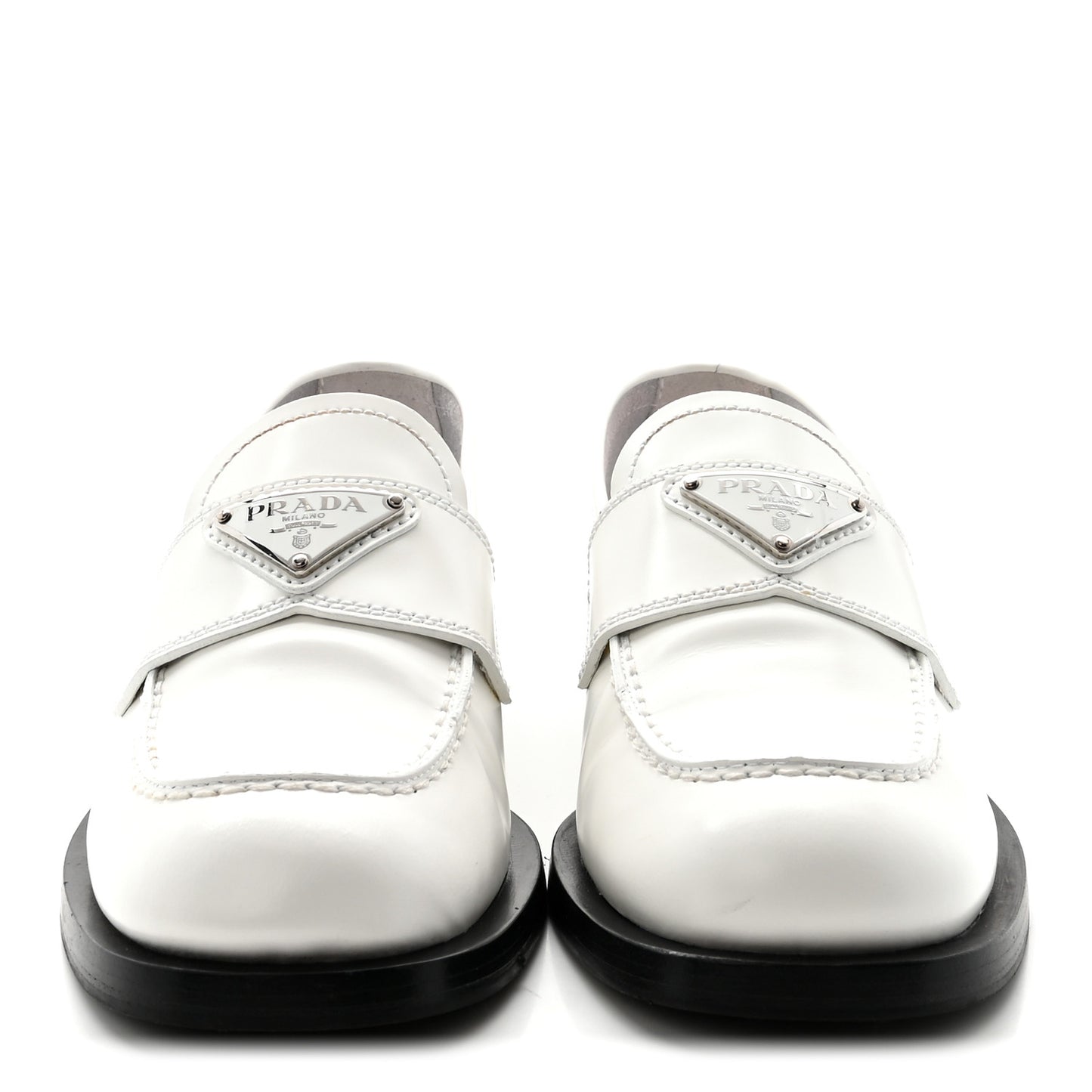 Spazzolato Metal Triangle Logo 20mm Loafers 39 White