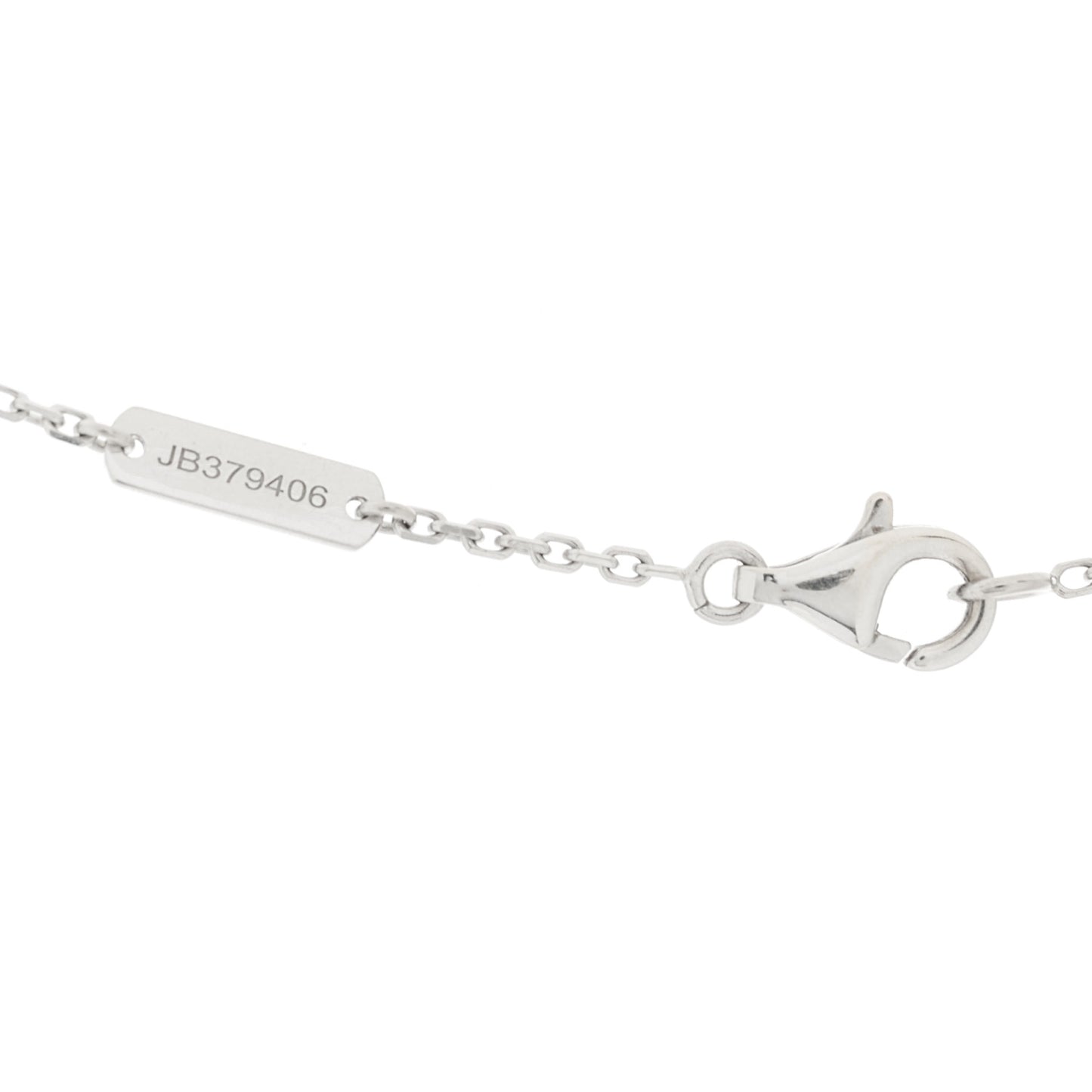 18K White Gold Mother of Pearl Vintage Alhambra Pendant Necklace