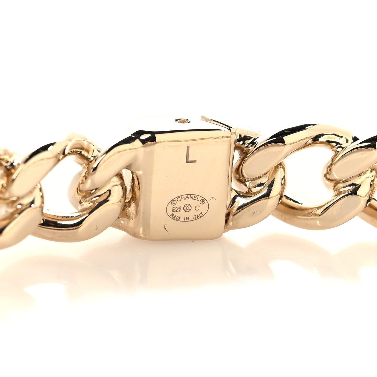 Metal CC Chain Link Choker Necklace L Gold