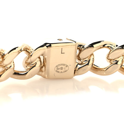 Chanel Metal CC Chain Link Choker Necklace L Gold 4 of 5