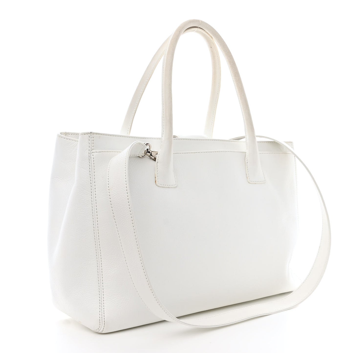 Calfskin Cerf Executive Shopper Tote White