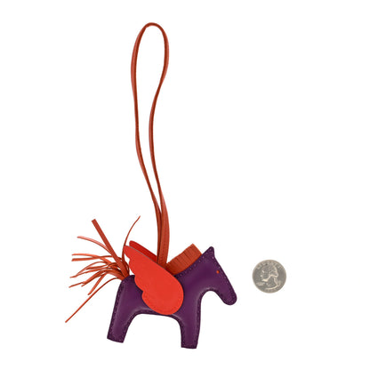 Hermes Milo Lambskin Grigri Rodeo Pegase Horse Bag Charm PM Violet Cornaline Capucine 2 of 5