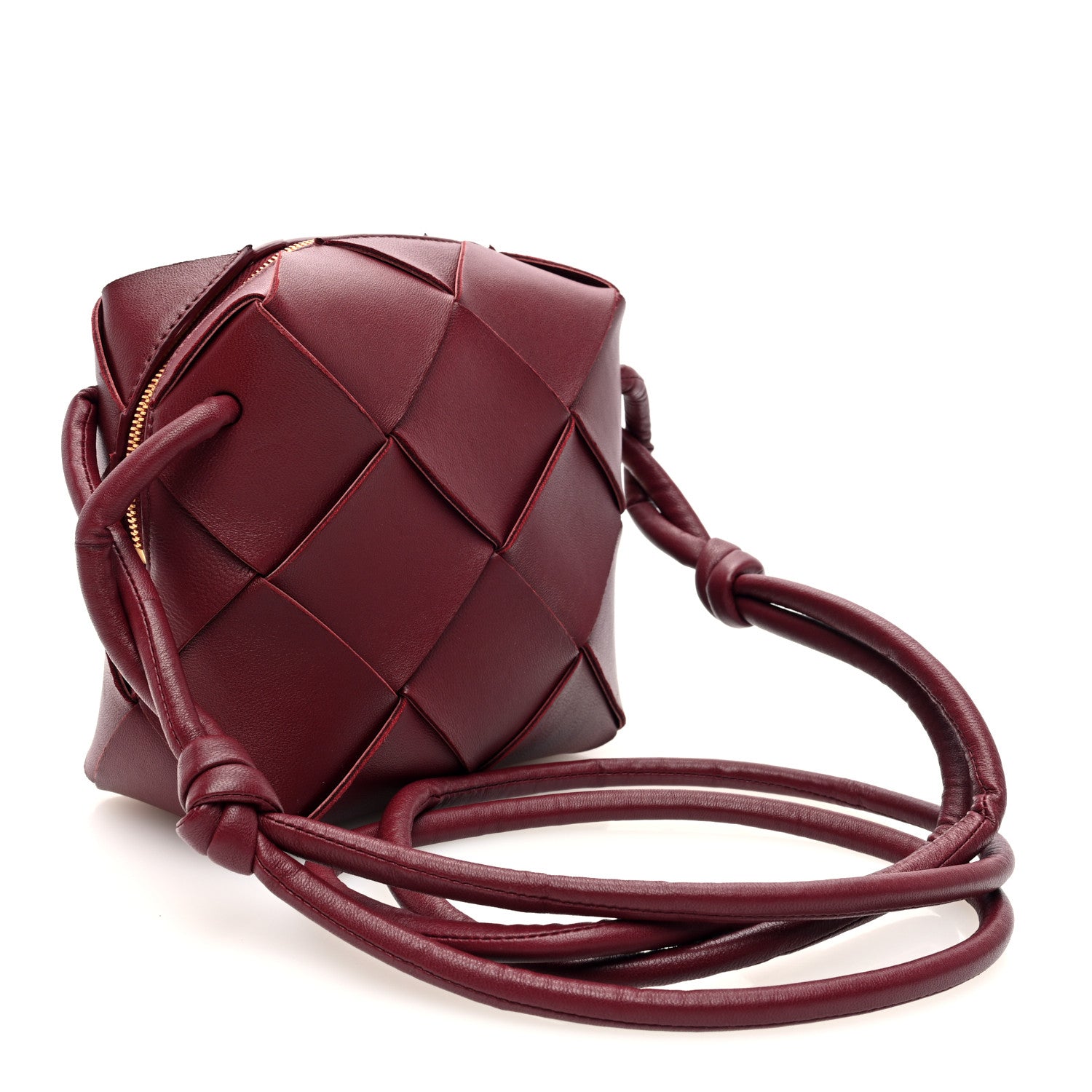 Bottega Veneta Lambskin Maxi Intrecciato Mini Cassette Camera Bag Bordeaux 3 of 9