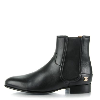 Chanel Calfskin Elastic Short Boots 38.5 Black 1 of 9
