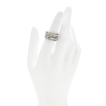 David Yurman Sterling Silver 18K Yellow Gold Double X Crossover Ring 52 6 2 of 4