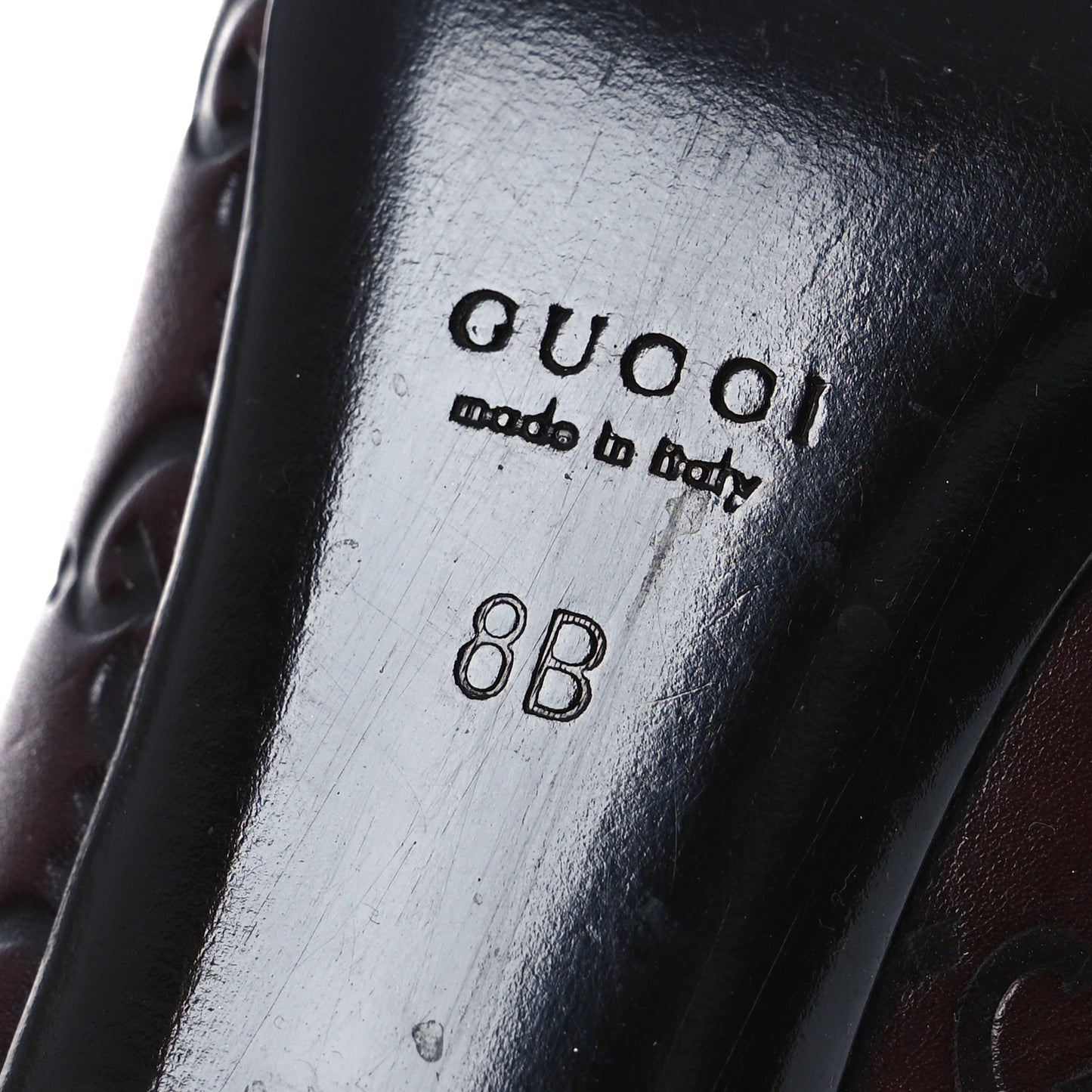 Guccissima Calfskin Knee High Boots 38 Burgundy