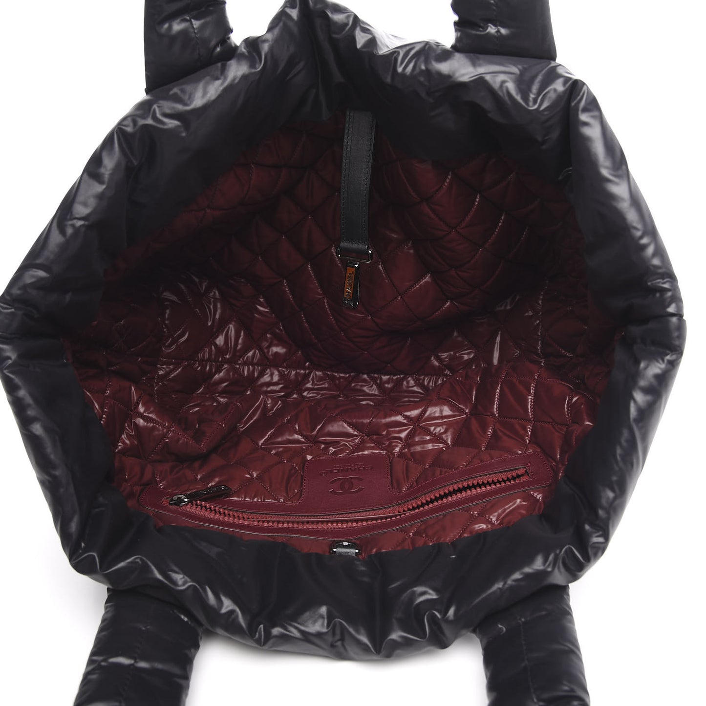 Nylon Quilted Coco Cocoon Reversible Tote Black