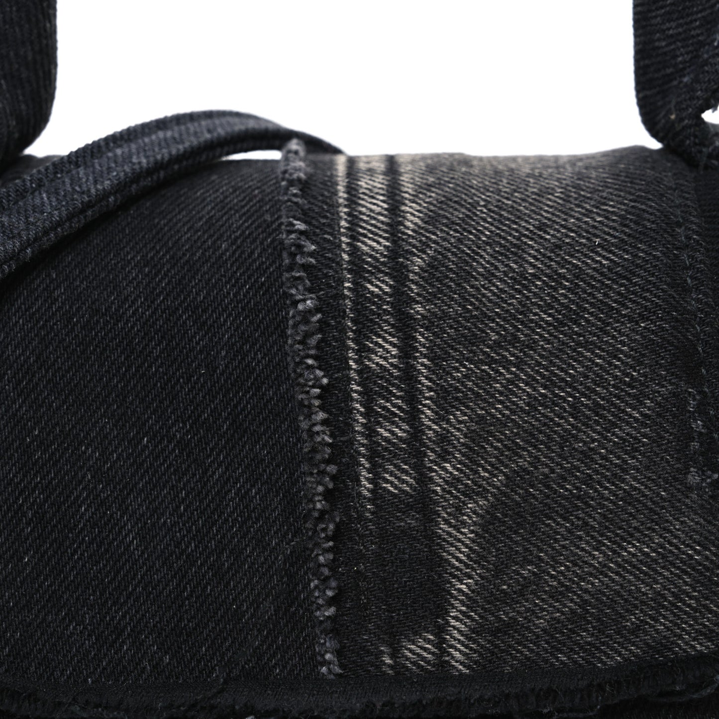 Denim Patchwork Small Hourglass Top Handle Bag Washed Black