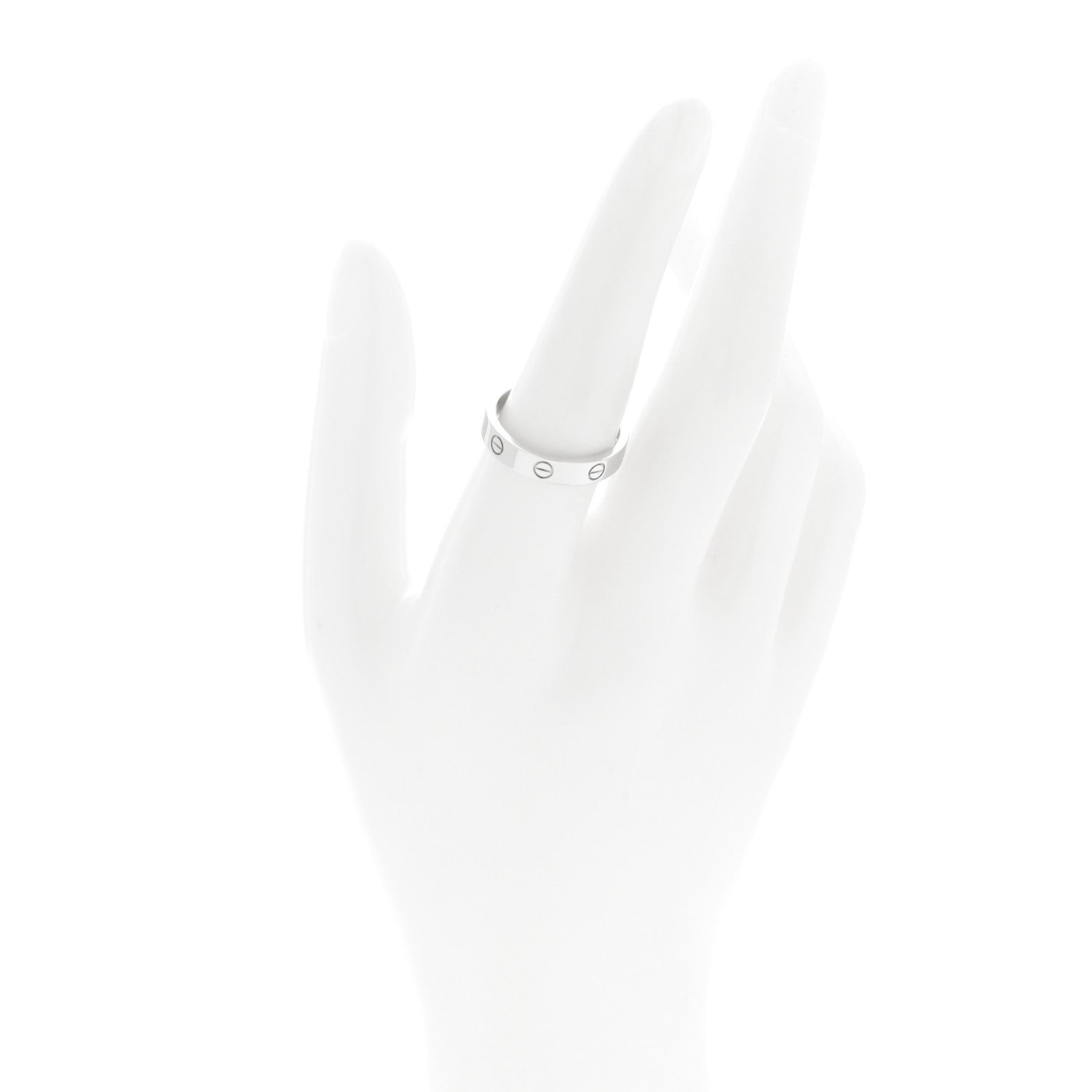 Cartier 18K White Gold Diamond 4mm LOVE Wedding Band Ring 56 7.5 2 of 5