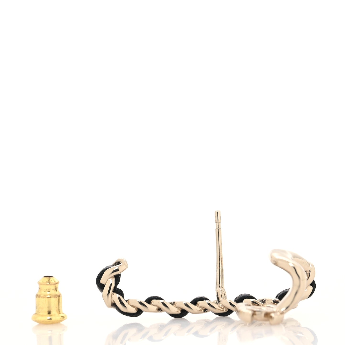 Metal Lambskin Chain CC Cuff Earrings Gold