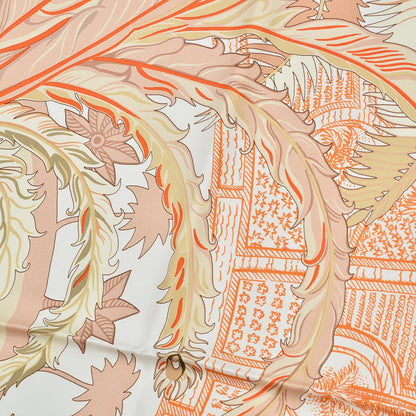 Hermes Silk Cheval Phoenix Scarf 140 Beige Orange Kaki 9 of 10