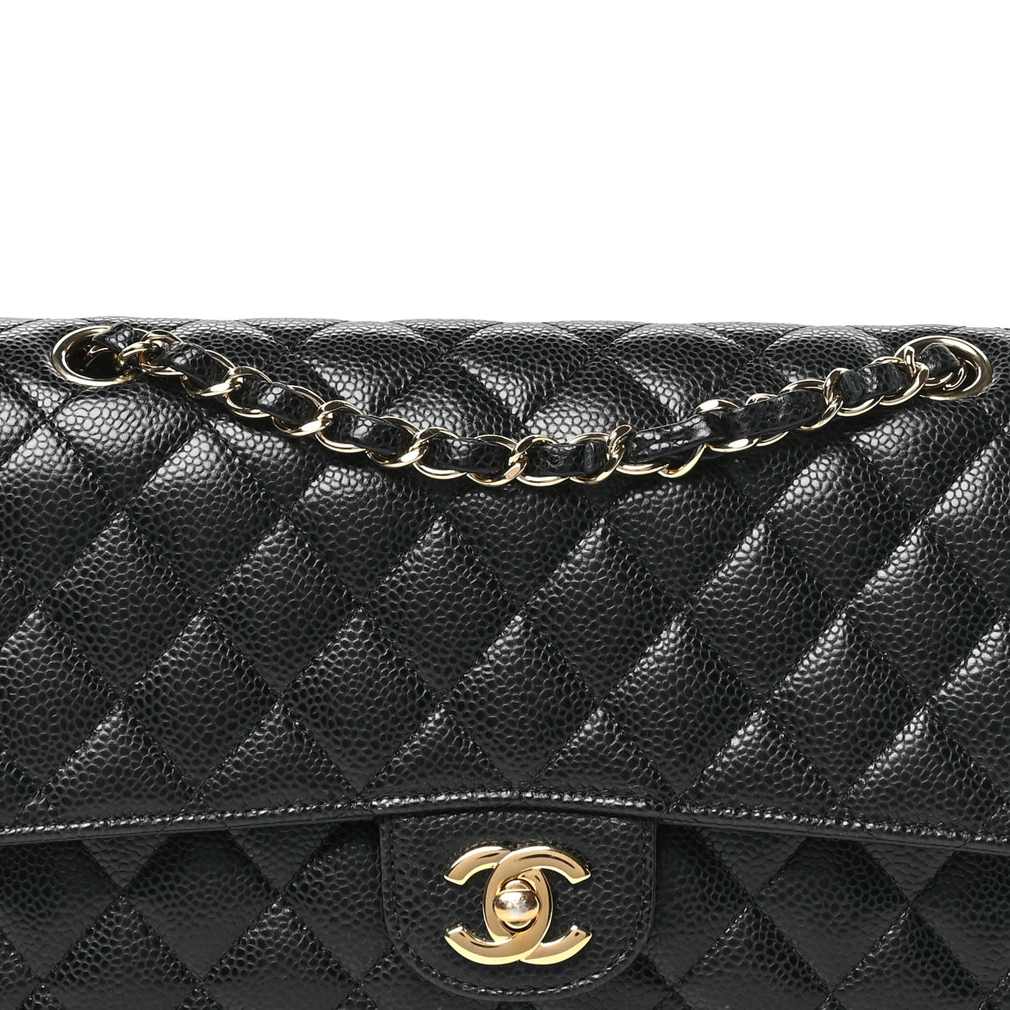 Caviar Quilted Medium Double Flap Black