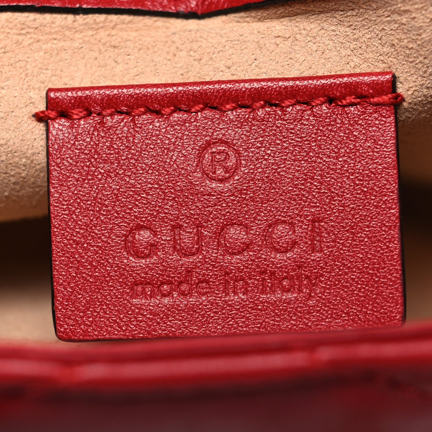 Calfskin Matelasse Super Mini GG Marmont Shoulder Bag Hibiscus Red
