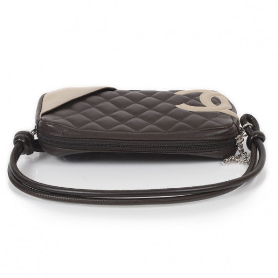Calfskin Quilted Cambon Pochette Brown Beige