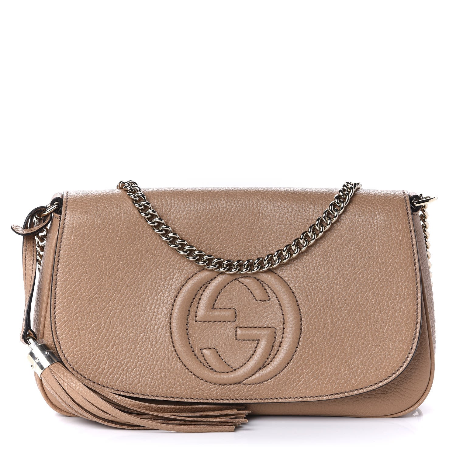 Gucci Pebbled Calfskin Medium Soho Flap Crossbody Camelia 1 of 11