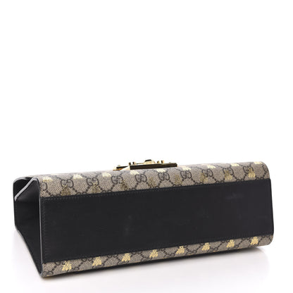 Gucci GG Supreme Monogram Bees Medium Padlock Shoulder Bag Beige Oro Black 3 of 12