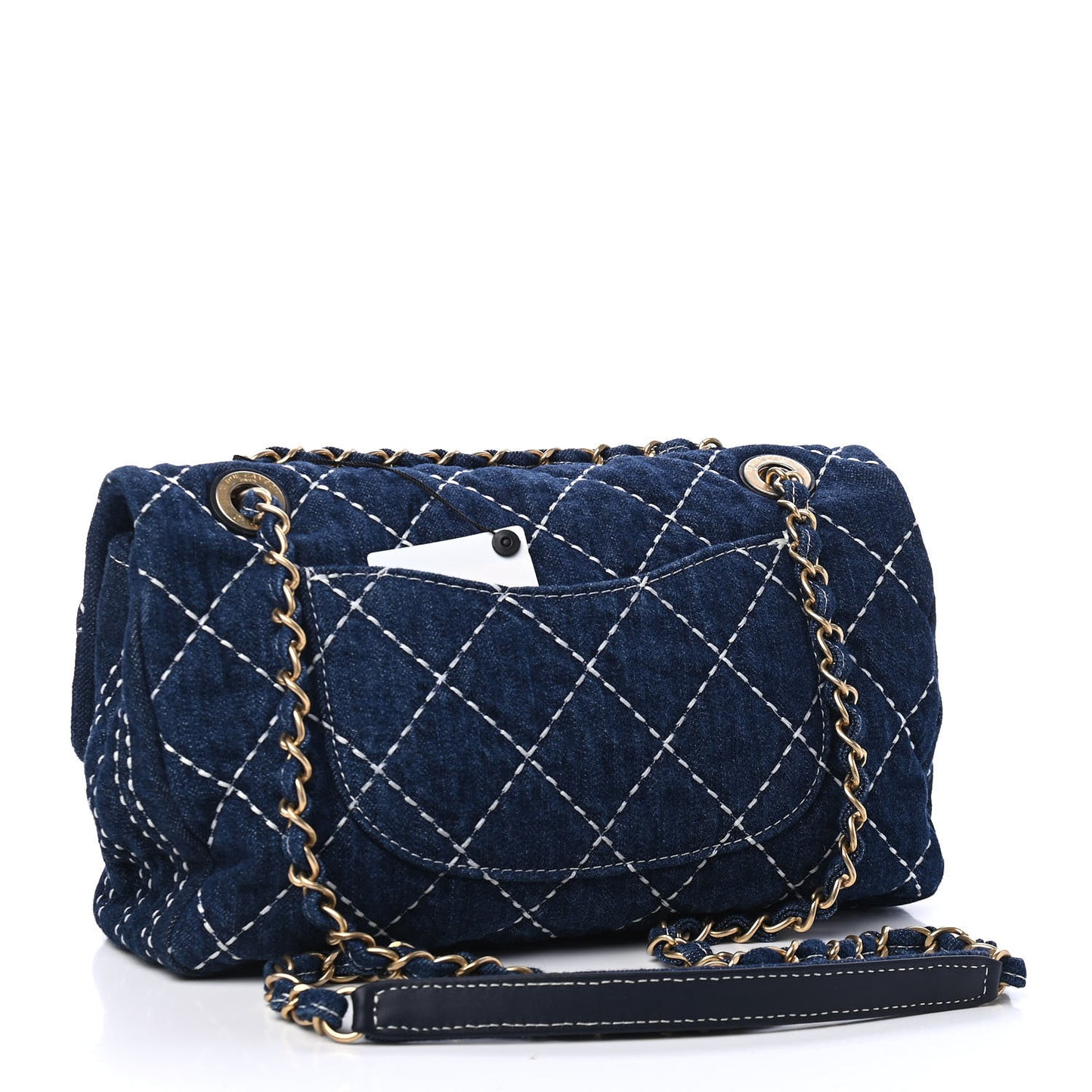 Denim Quilted Medium Denim Trip Single Flap Blue