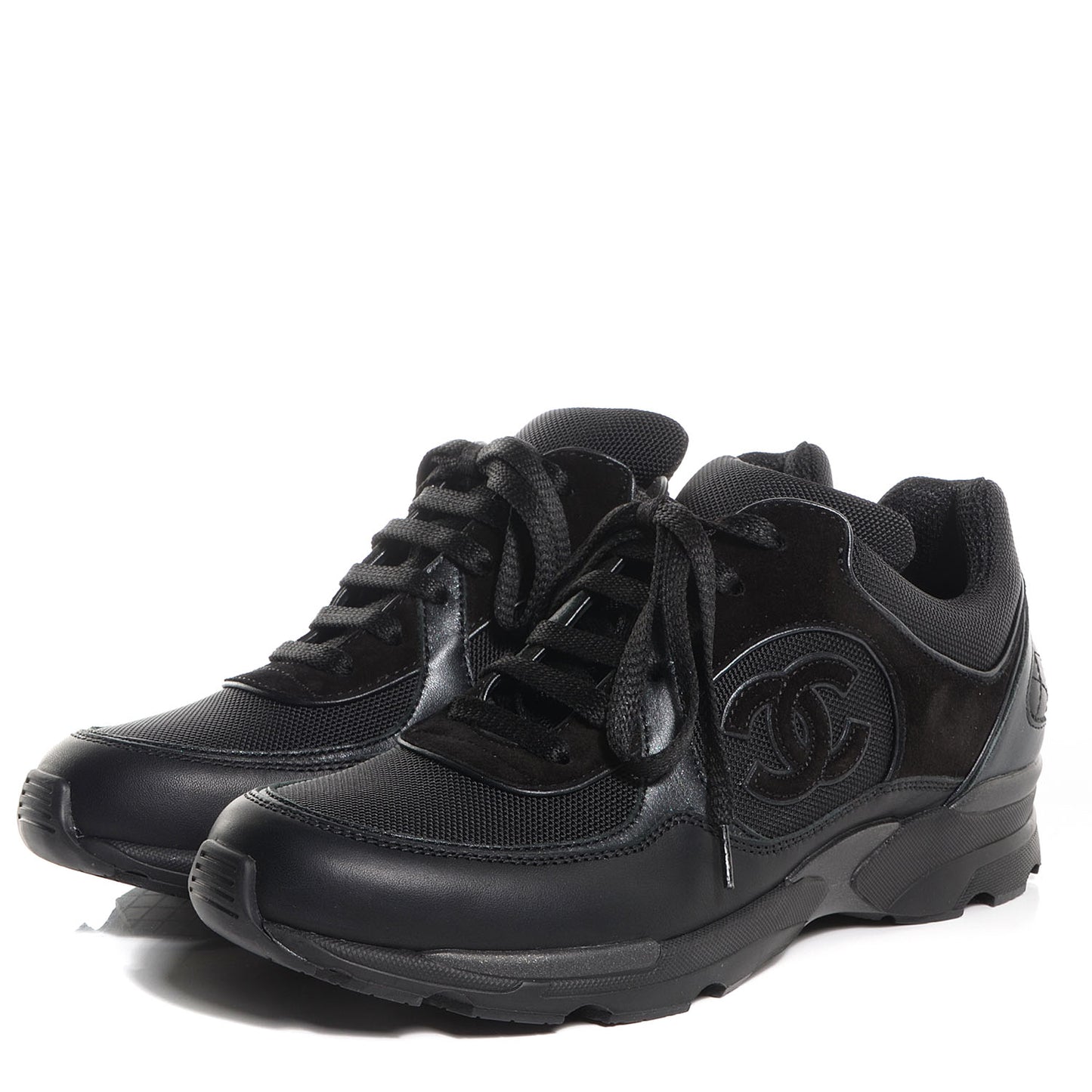 Suede Calfskin CC Black Sneakers 38.5