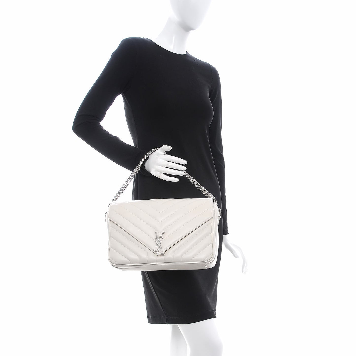 Calfskin Y Quilted Monogram Loulou Shoulder Bag Porcellana