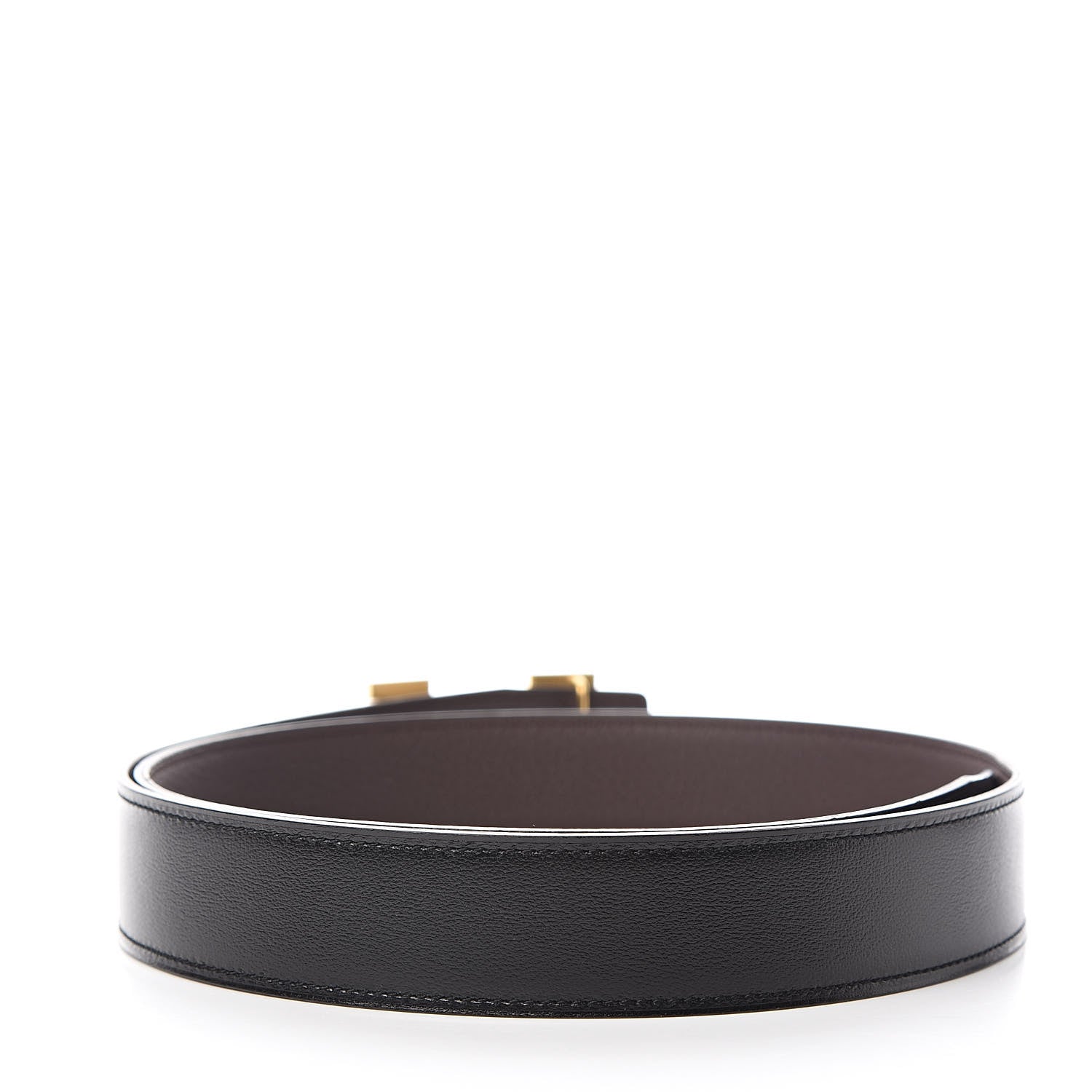 Hermes Box Togo 32mm Constance H Belt 85 Black Chocolate 3 of 7