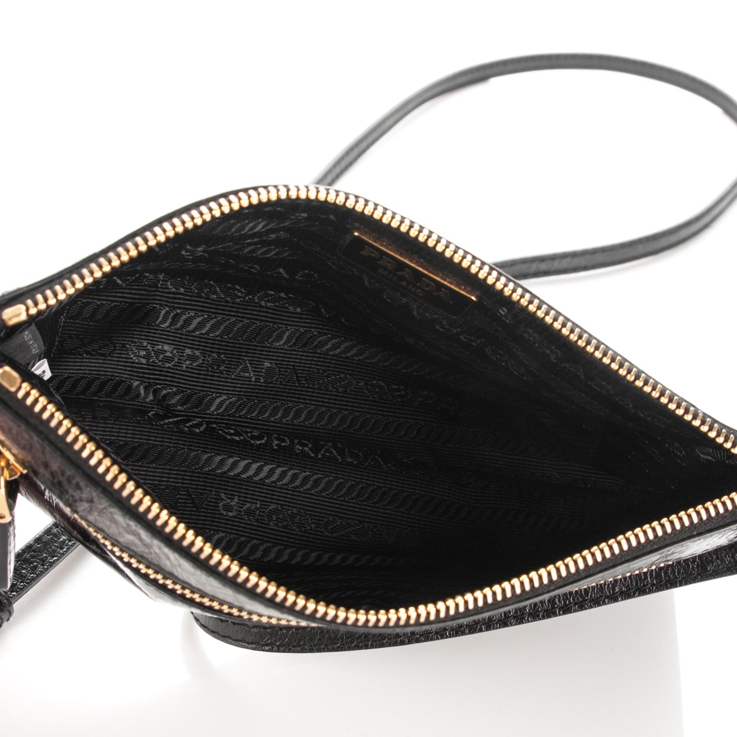 Vitello Shine Zip Crossbody Bag Nero Black