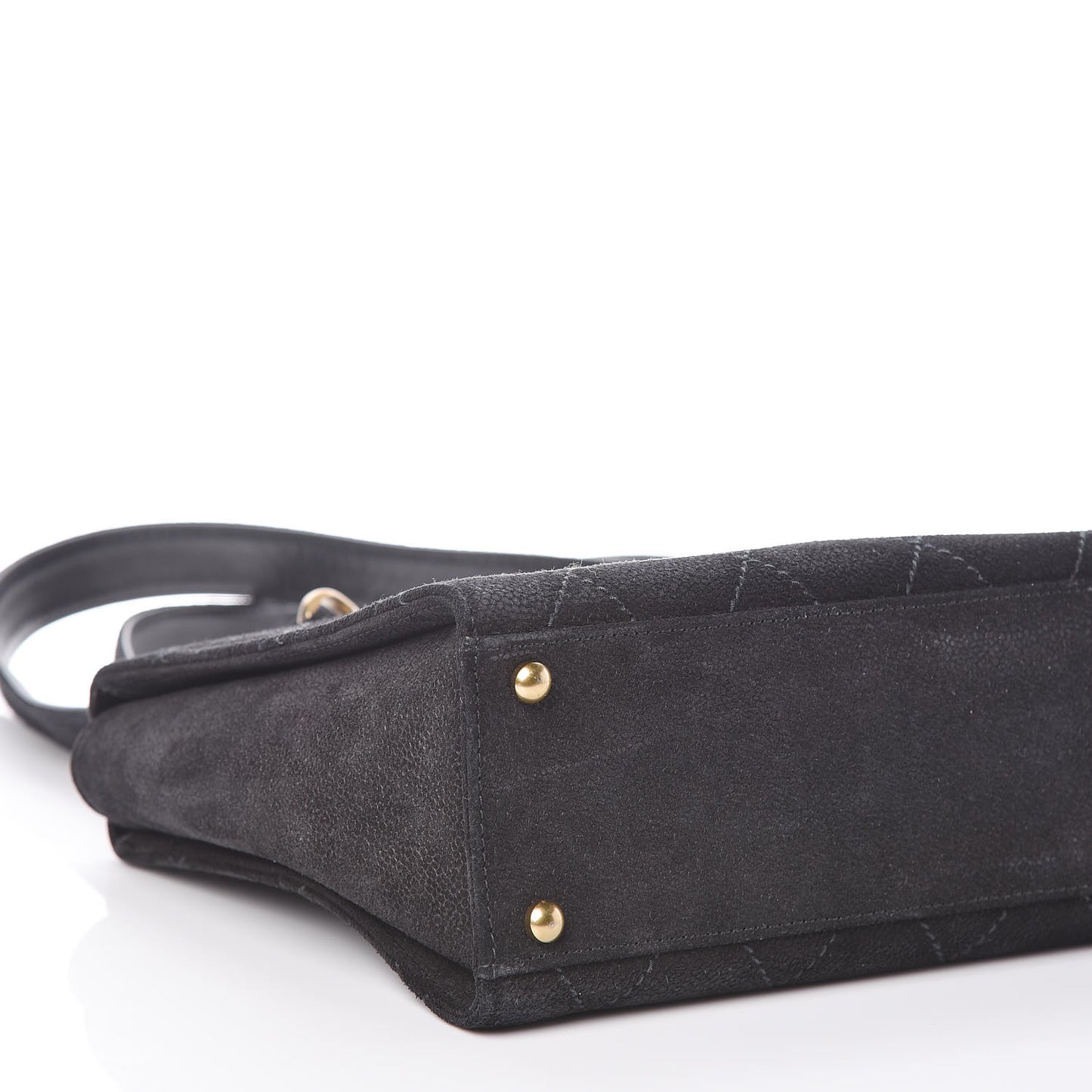 Suede Stitched Shoulder Bag Black