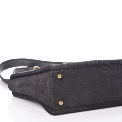 Chanel Suede Stitched Shoulder Bag Black 8 of 9