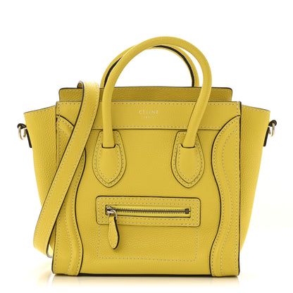 Celine Drummed Calfskin Nano Luggage Citron 1 of 15