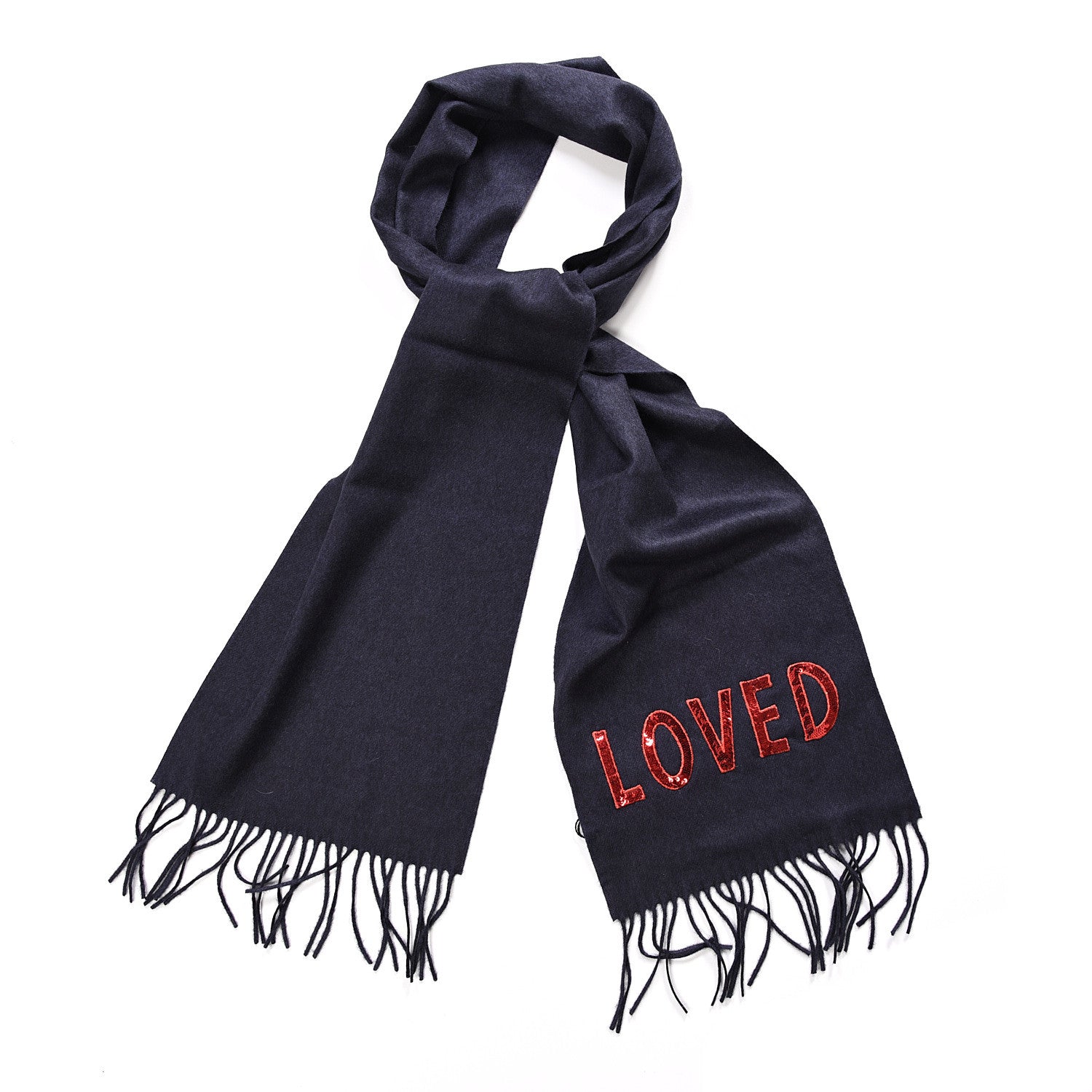 Gucci Silk Cashmere Sequins Lovesh Scarf Midnight Blue 1 of 4