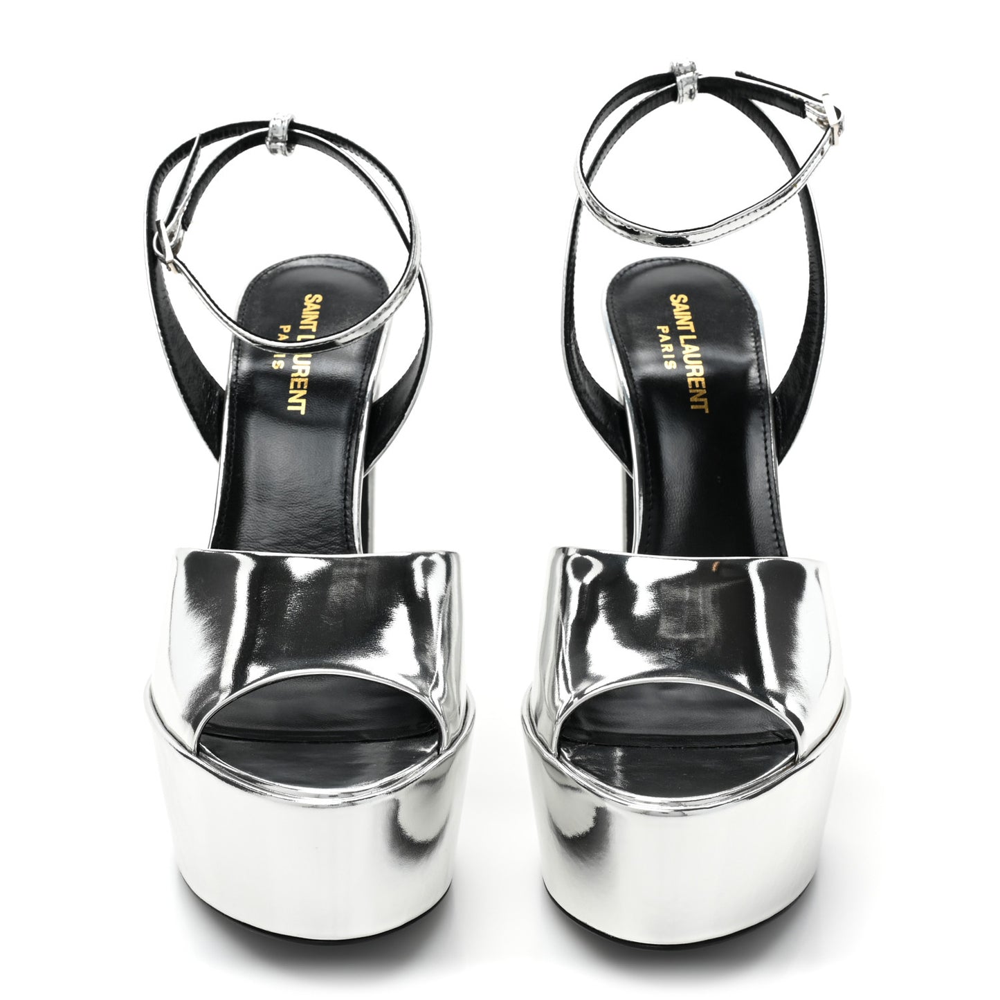 Metallic Patent Jodie 95 Platform Sandals 38.5 Silver
