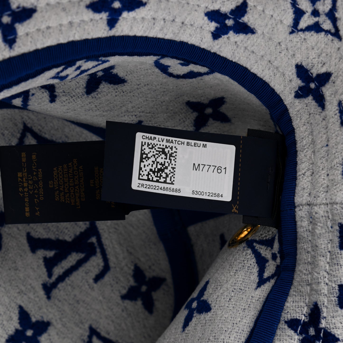 Jacquard Velvet Monogram Match Bucket Hat M White Blue