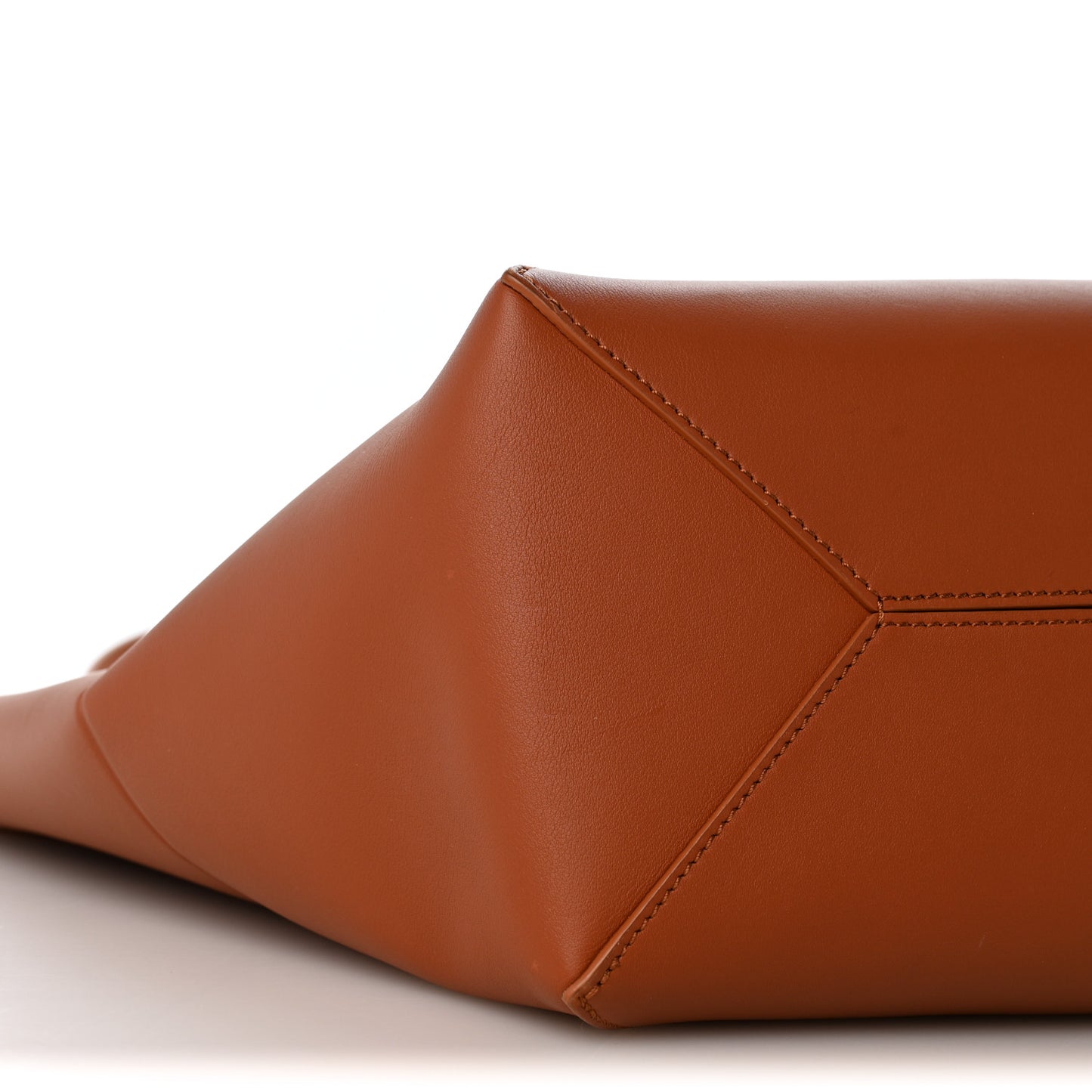 x Albers Calfskin Medium Puzzle Fold Tote Caramel Bright Green