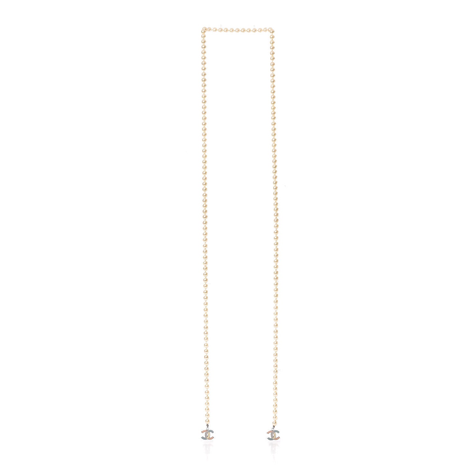 Chanel Pearl CC Long Necklace Silver Multicolor 2 of 3