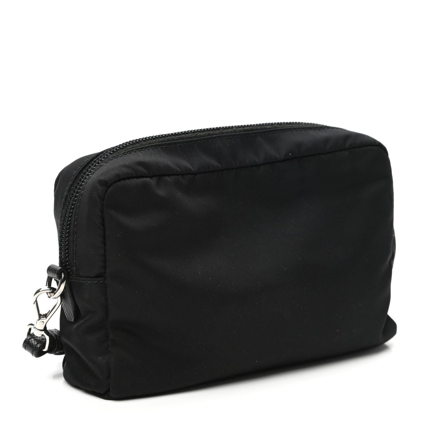 Tessuto Nylon Vela Saffiano Necessaire Wristlet Pouch Black