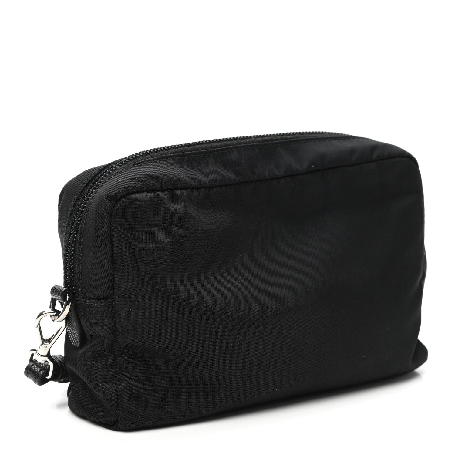 Prada Tessuto Nylon Vela Saffiano Necessaire Wristlet Pouch Black 3 of 9