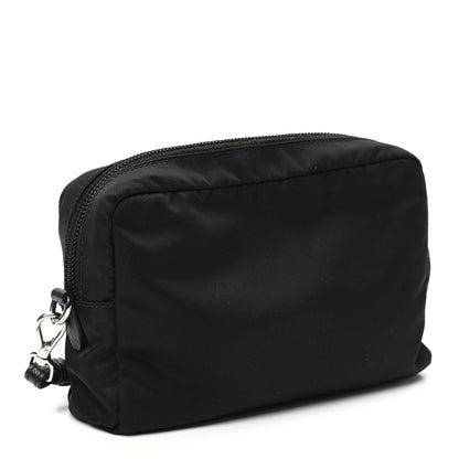 Prada Tessuto Nylon Vela Saffiano Necessaire Wristlet Pouch Black 3 of 9