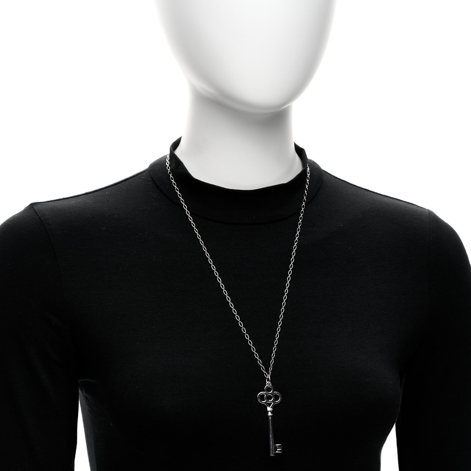 Tiffany Sterling Silver Large Crown Key Pendant Necklace 2 of 5