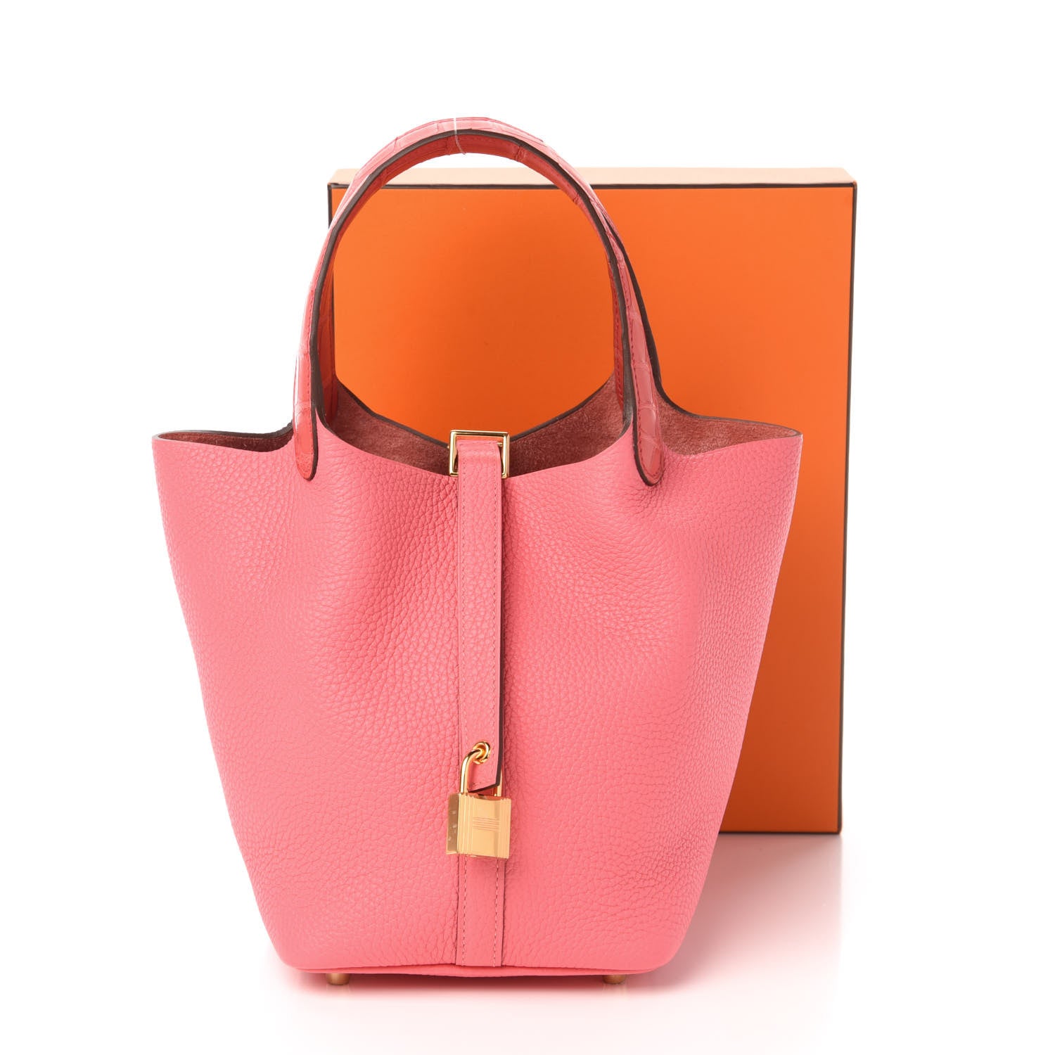 Hermes Taurillon Clemence Matte Alligator Picotin Lock Touch 18 PM Rose Azalee 11 of 11
