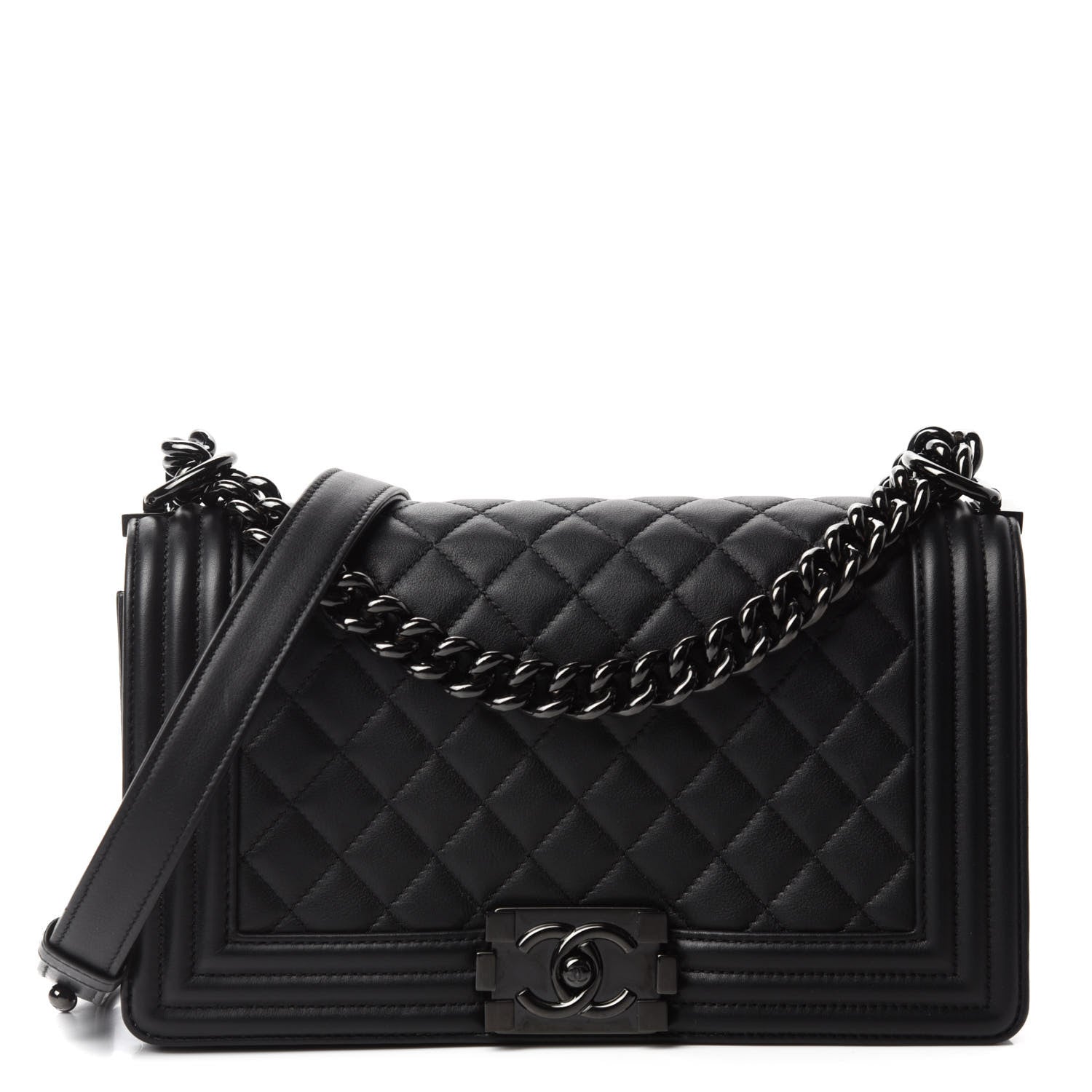 Chanel Calfskin Quilted Medium Boy Flap So Black 1 of 14