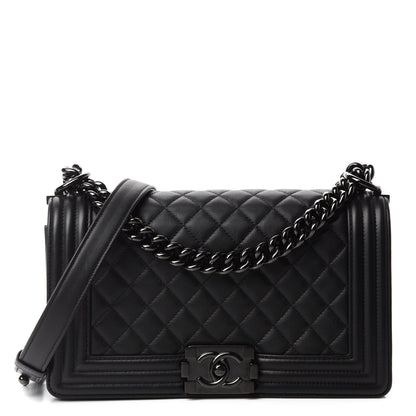 Chanel Calfskin Quilted Medium Boy Flap So Black 1 of 14