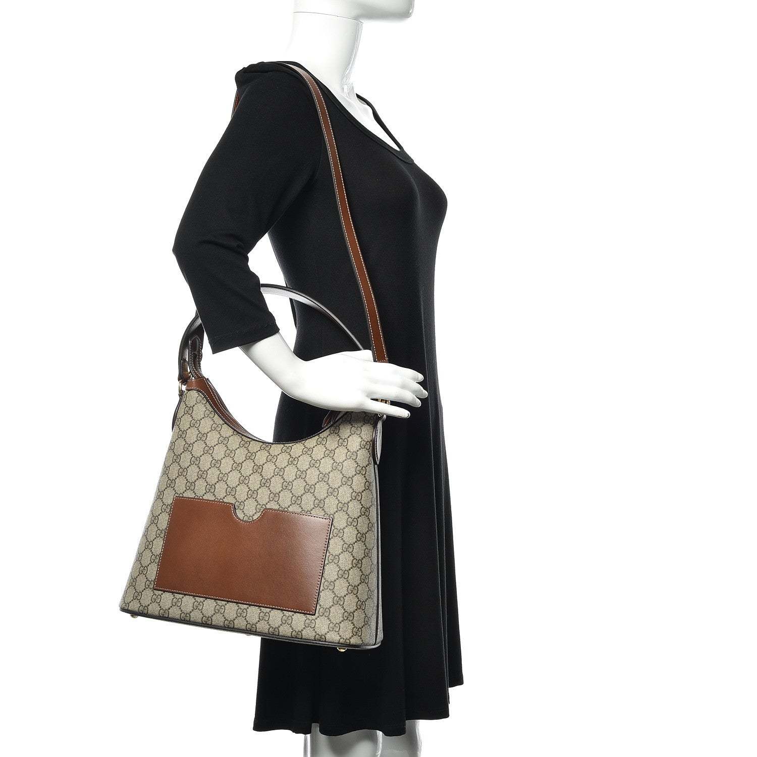 Gucci GG Supreme Monogram Linea A Hobo Brown 2 of 10