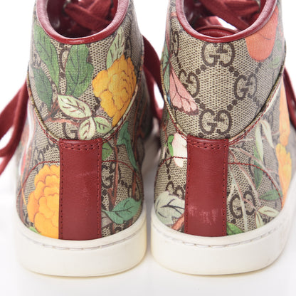 Gucci GG Supreme Monogram Tian Womens High Top Sneakers 34 Beige Multicolor Red 12 of 15