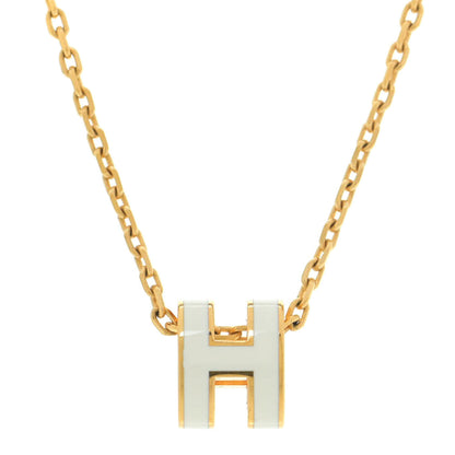 Hermes Lacquered Gold Mini Pop H Pendant Necklace White 4 of 7
