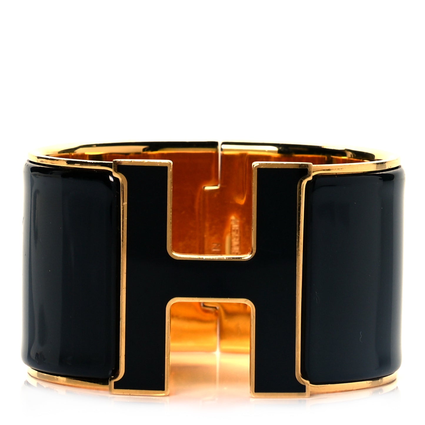 Enamel Extra Wide Clic H Bracelet PM Black