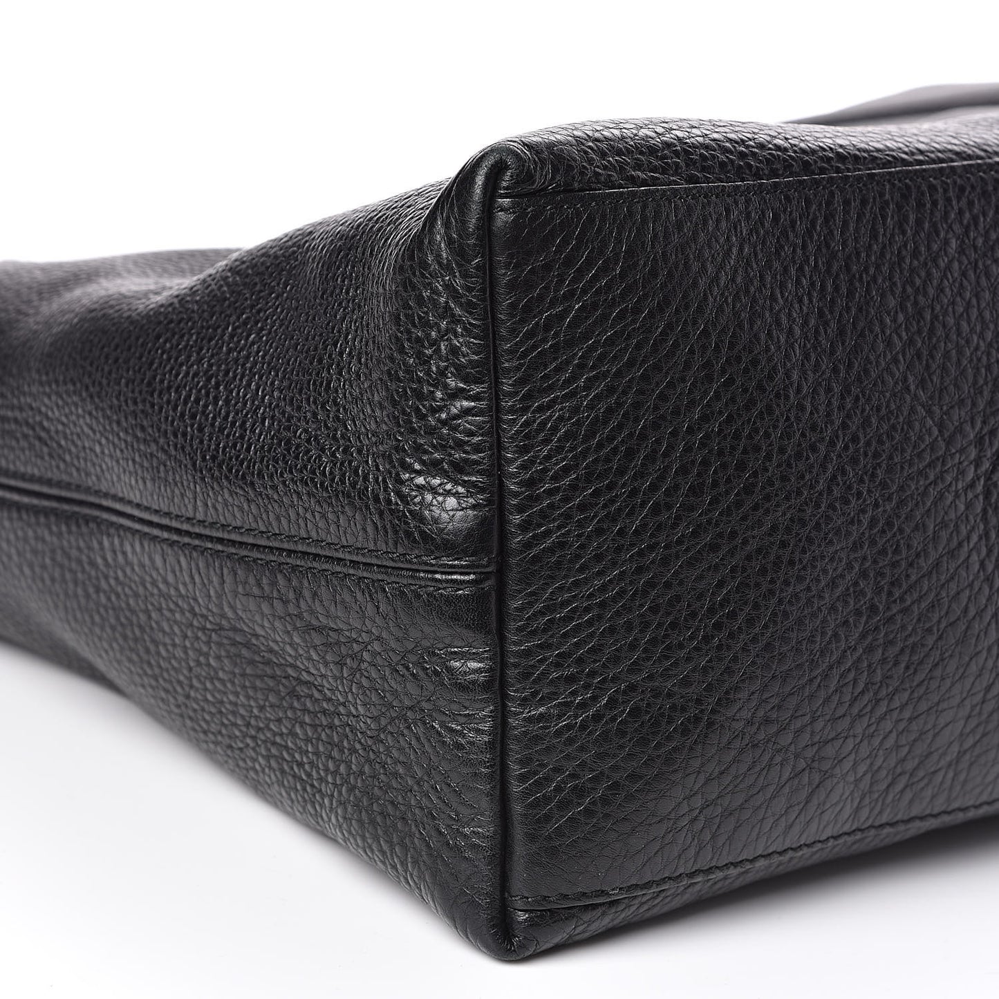 Pebbled Calfskin Large Soho Chain Shoulder Bag Black