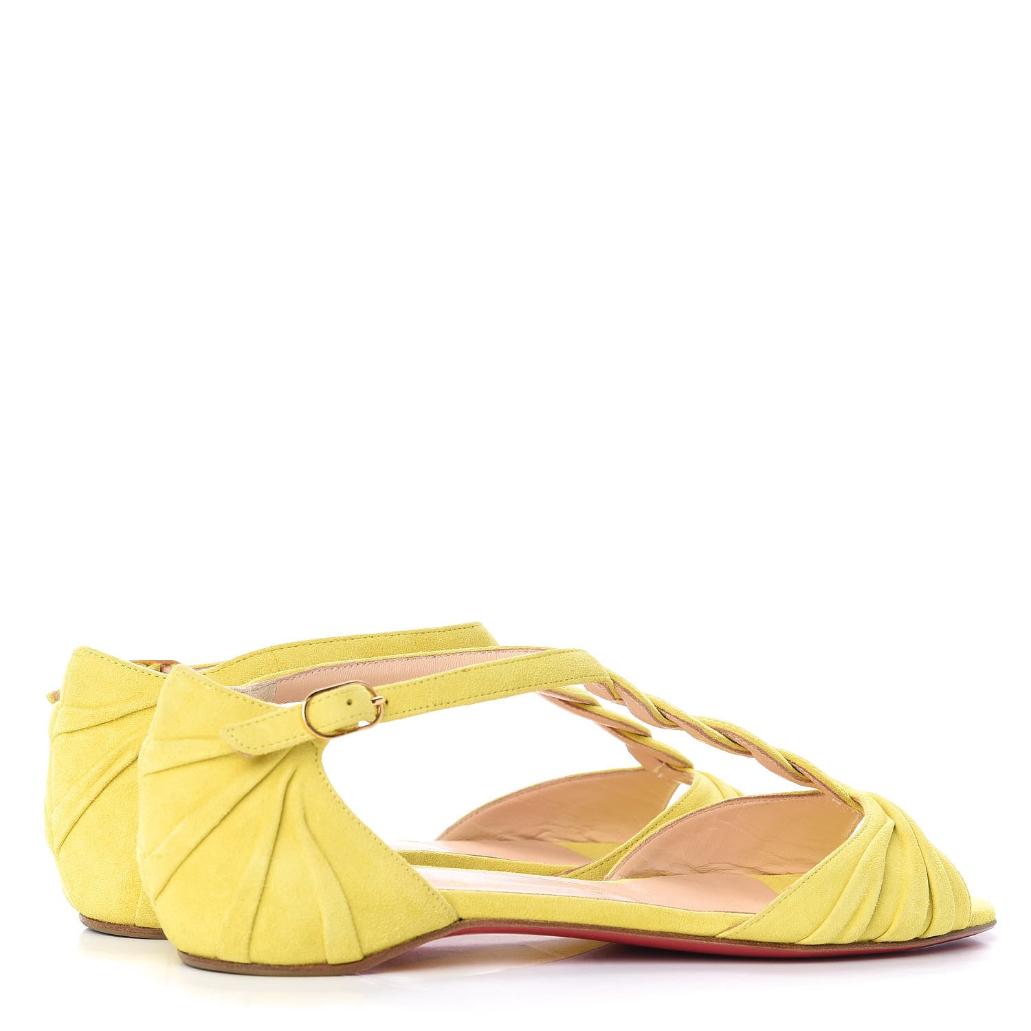 Christian Louboutin Veau Velours Braided Jazzy Doll T-Strap Flat Sandals 37 Anis 4 of 9
