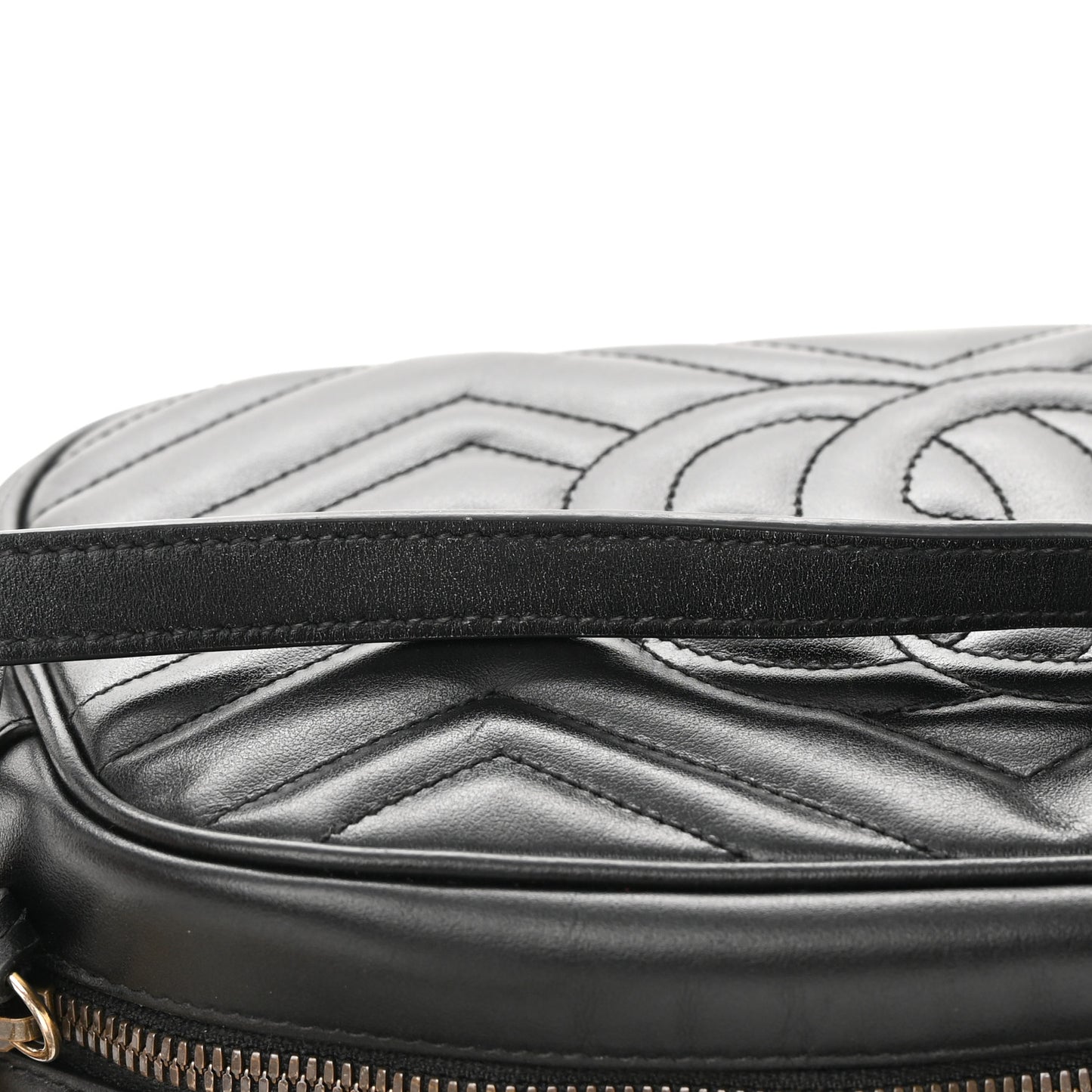 Calfskin Matelasse Small GG Marmont Chain Shoulder Bag Black