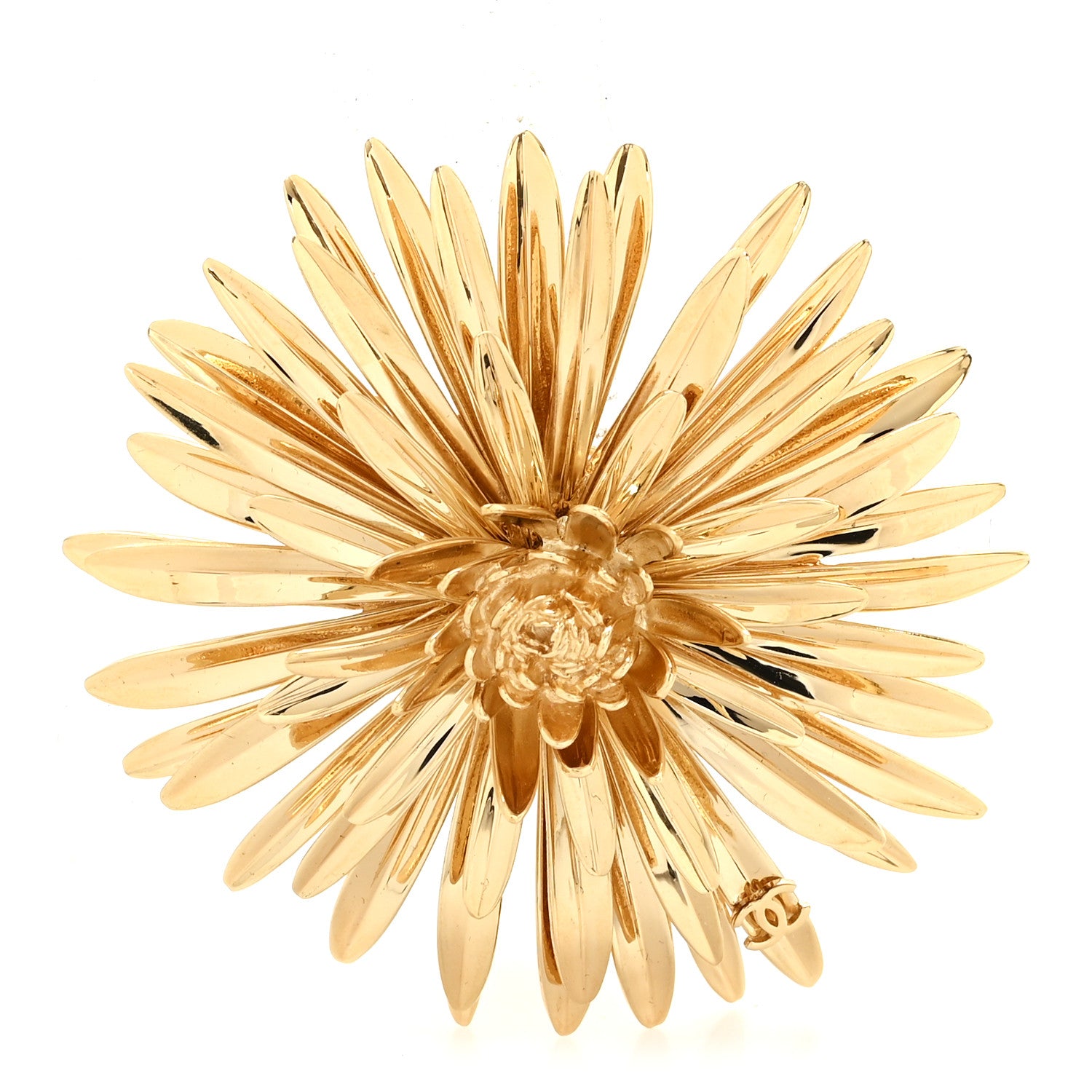 Chanel Metal Flower CC Brooch Gold 1 of 4