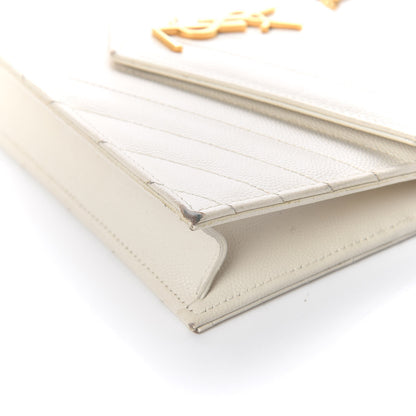 Saint Laurent Grain De Poudre Matelasse Chevron Monogram Envelope Chain Wallet Porcellana 6 of 14